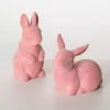 Pink Velveteen Ceramic Bunnies, Set of 2
