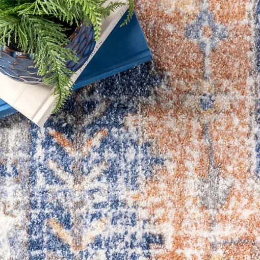 Pink Vintage Floral Print Area Rug, 5x7