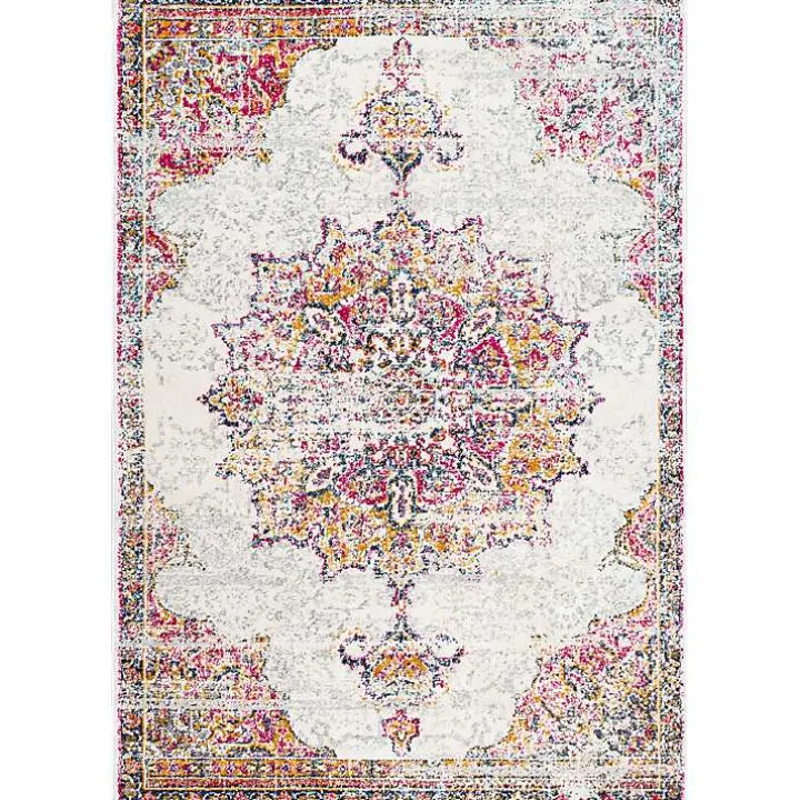 Pink Vintage Medallion Area Rug, 10x14