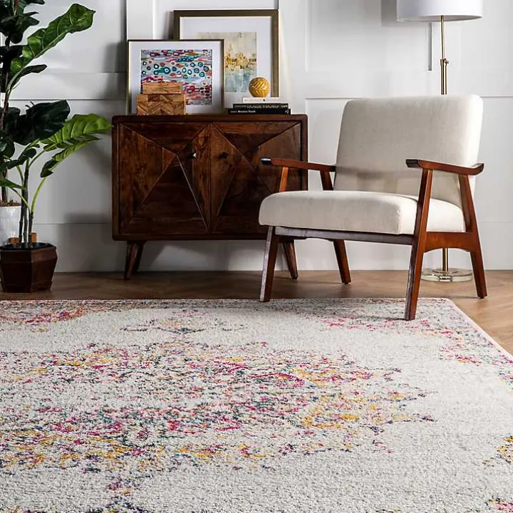 Pink Vintage Medallion Area Rug, 10x14