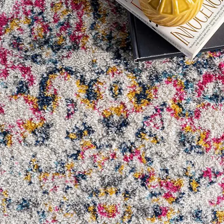 Pink Vintage Medallion Area Rug, 10x14