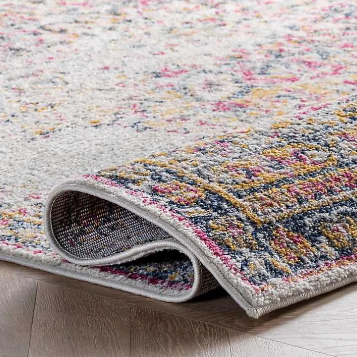 Pink Vintage Medallion Area Rug, 10x14