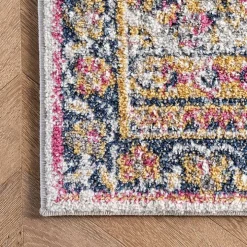 Pink Vintage Medallion Area Rug, 10x14