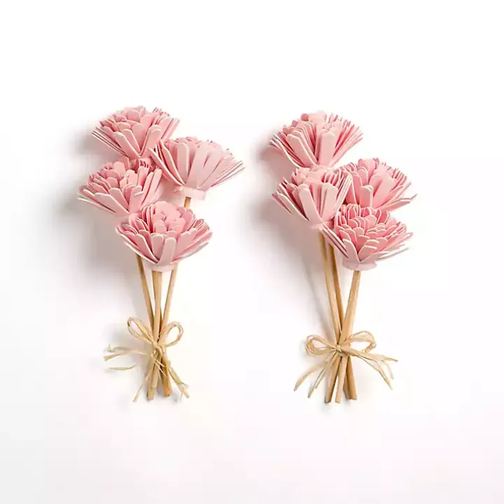 Pink Wooden Floral Stems, Set of 2