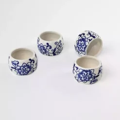 Pip Vintage Blue Floral Napkin Rings, Set of 4