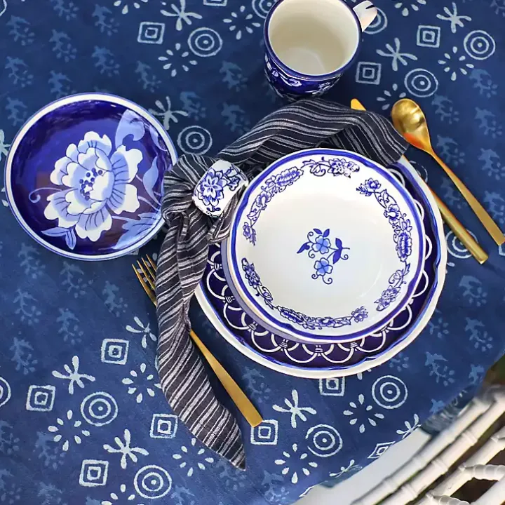 Pip Vintage Blue Floral Napkin Rings, Set of 4