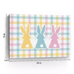 Plaid Bunny Trio Canvas Art Print