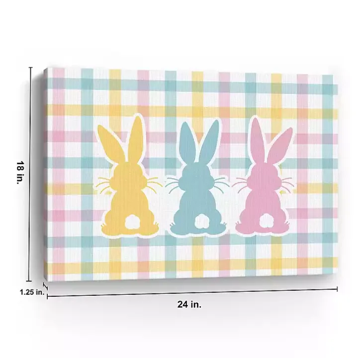 Plaid Bunny Trio Canvas Art Print