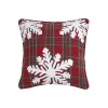 Plaid Embroidered Snowflakes Cotton Throw Pillow