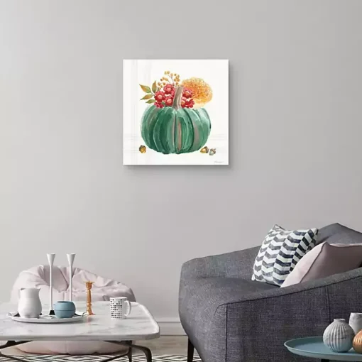 Plaid Pumpkin Harvest Canvas Art Print