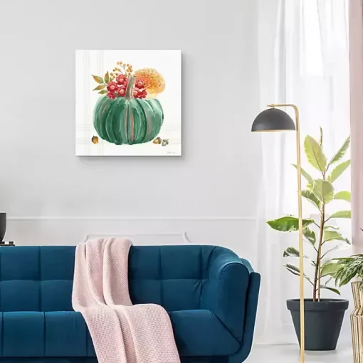 Plaid Pumpkin Harvest Canvas Art Print