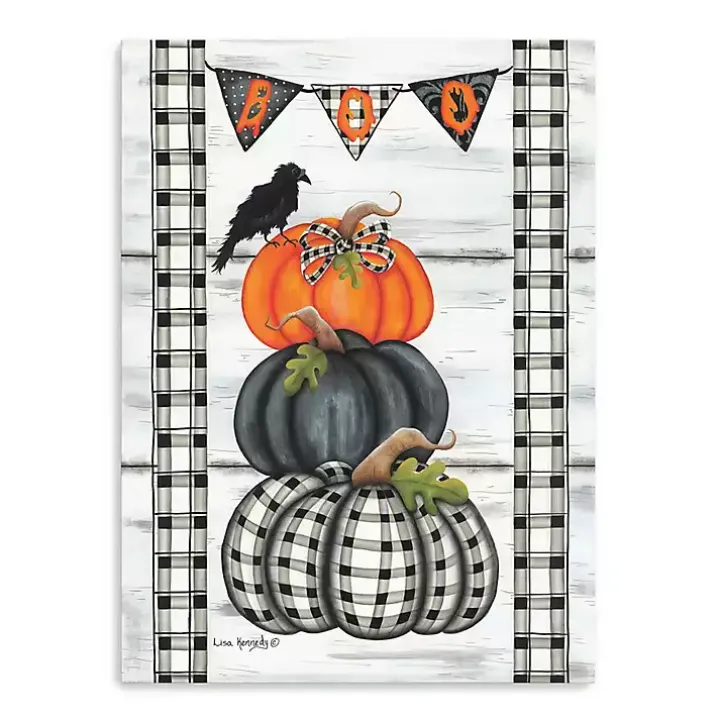 Plaid Stacked Pumpkins Canvas Art Print, 24x32