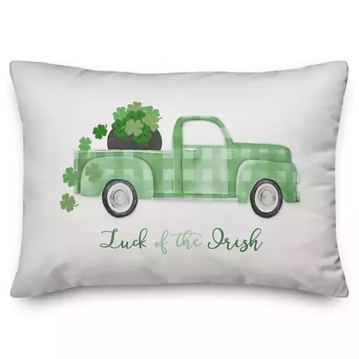 Plaid Truck Luck of the Irish Throw Pillow