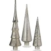 Platinum Mercury Glass Christmas Trees, Set of 3