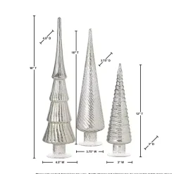 Platinum Mercury Glass Christmas Trees, Set of 3