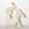 Playful Easter Bunny and Baby Figurine