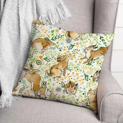 Playful Pastel Bunny Outdoor Pillow