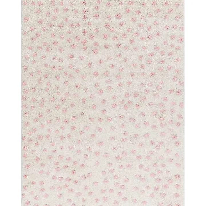 Plush Pink Dotted Area Rug, 5x7