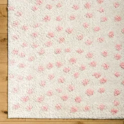 Plush Pink Dotted Area Rug, 5x7