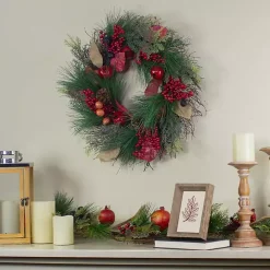 Pomegranate Berry Burlap Harvest Wreath