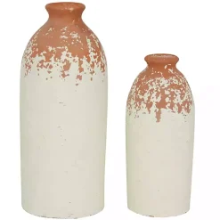 Porcelain and Terracotta Textured Vases, Set of 2