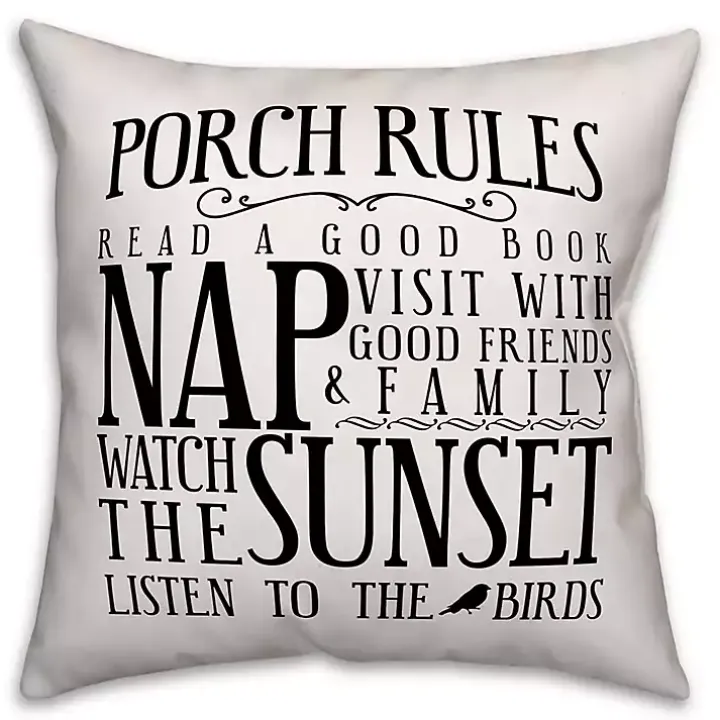 Porch Rules Outdoor Pillow