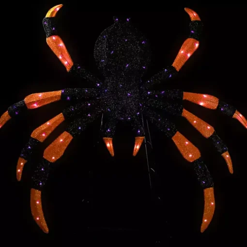 Pre-Lit Black and Orange Outdoor Spider Decoration