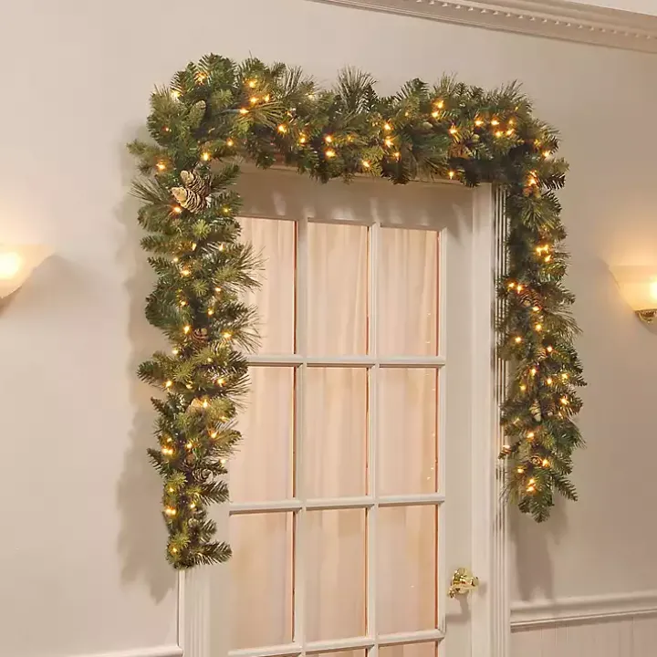 Pre-Lit Carolina Pine Christmas Garland, 9 ft.