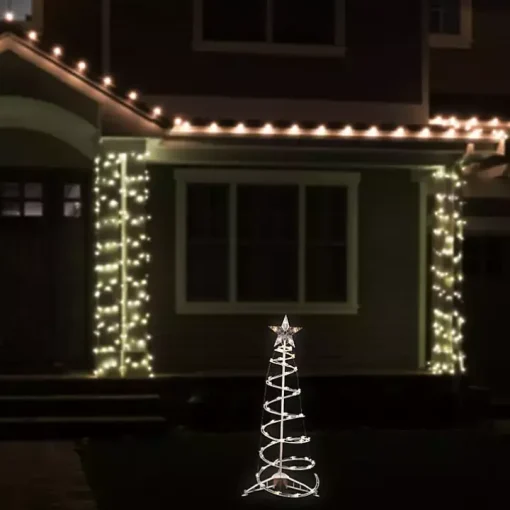 Pre-Lit Clear White Spiral Tree, 3 ft.