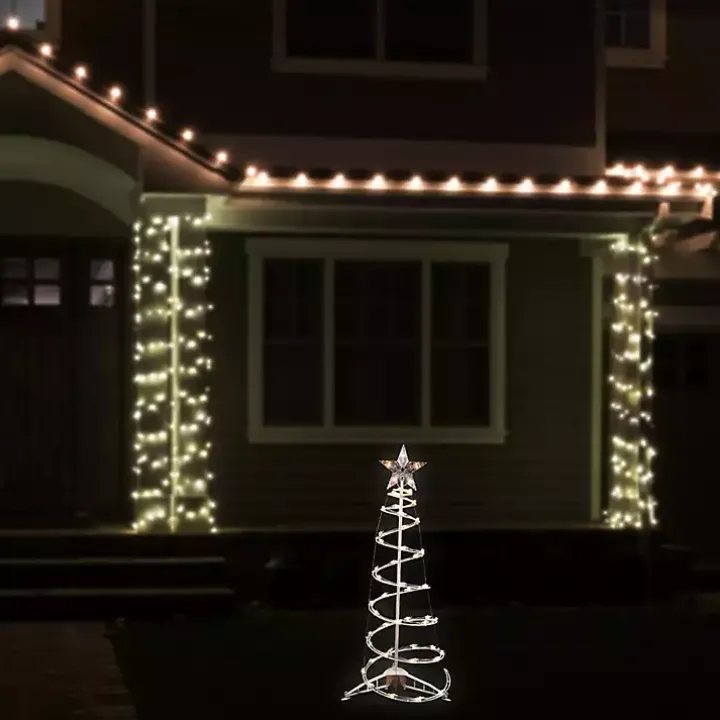 Pre-Lit Clear White Spiral Tree, 3 ft.