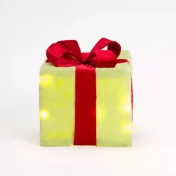 Pre-Lit Green Whimsical Christmas Gift Box, 6 in.