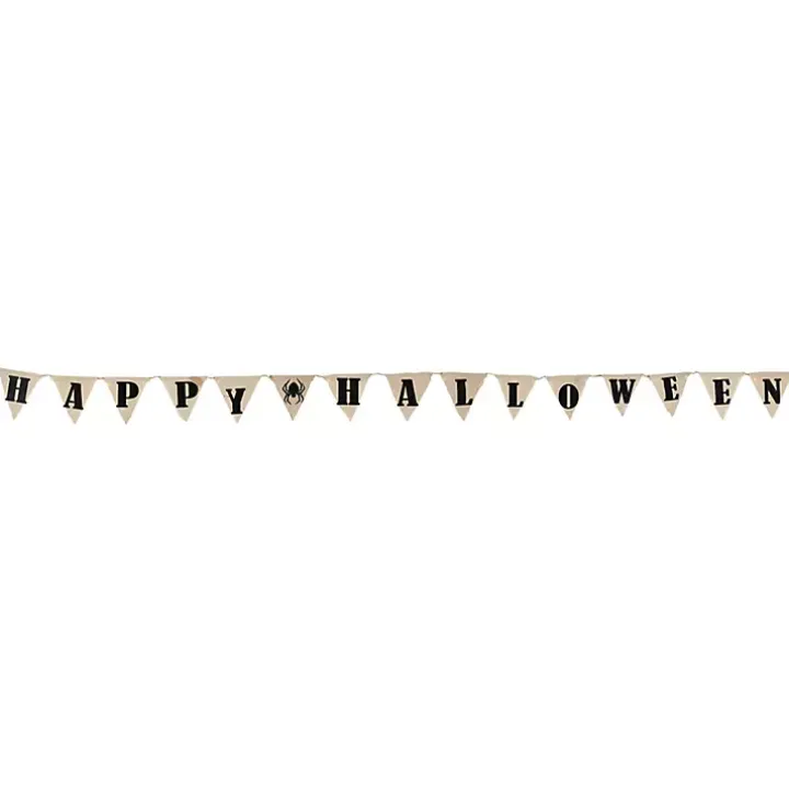 Pre-Lit Happy Halloween Burlap Banner