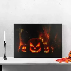 Pre-Lit Jack O' Lantern Cemetery Canvas Art Print