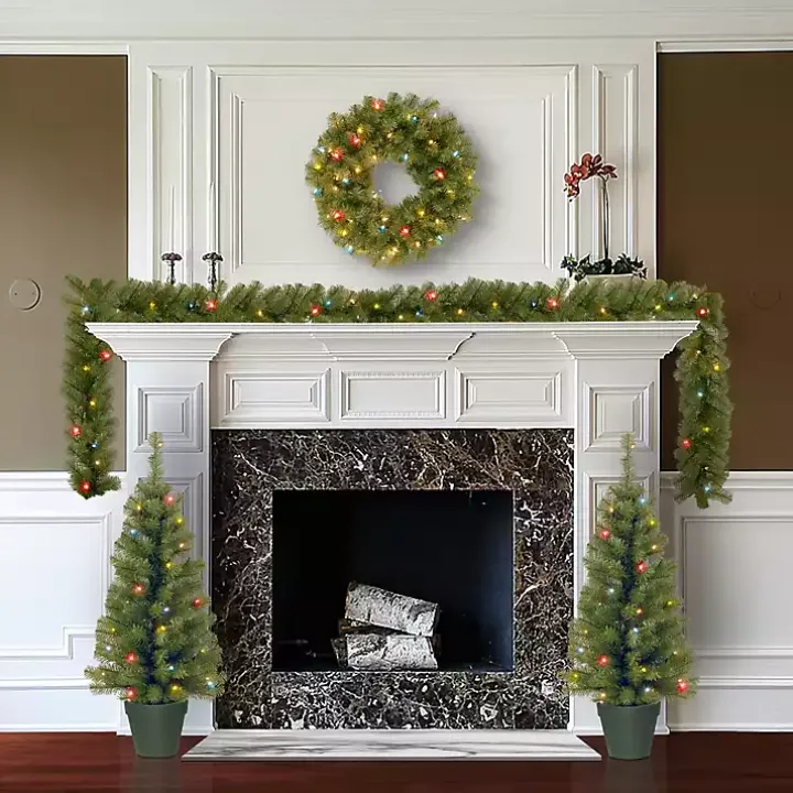 Pre-Lit Multicolor 4-pc. Christmas Greenery Set