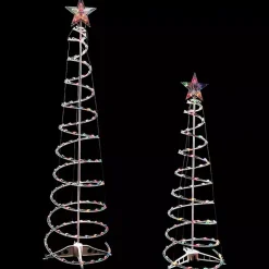 Pre-Lit Multicolor White Spiral Trees, Set of 2