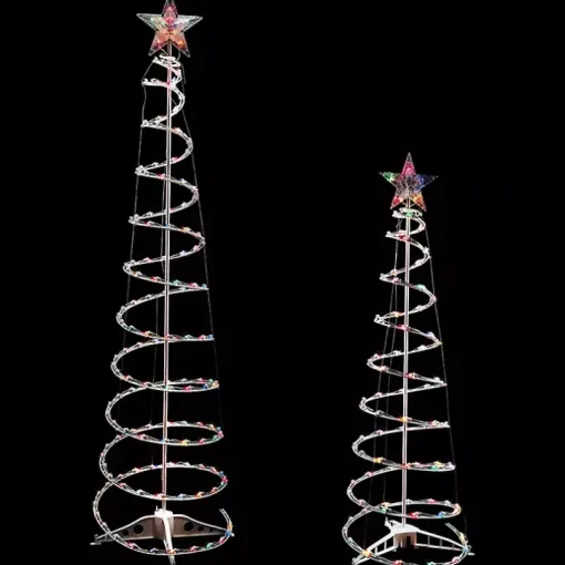 Pre-Lit Multicolor White Spiral Trees, Set of 2
