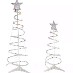 Pre-Lit Multicolor White Spiral Trees, Set of 2
