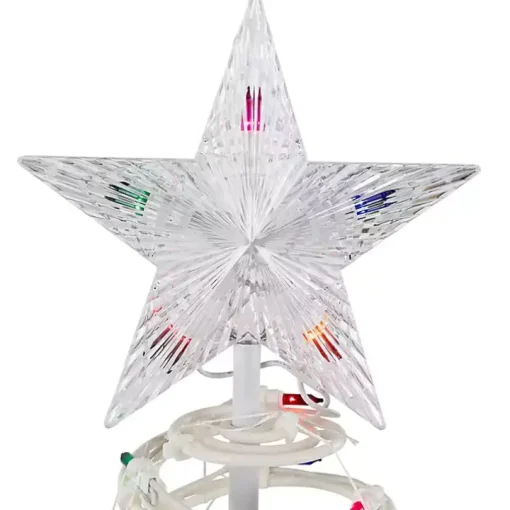 Pre-Lit Multicolor White Spiral Trees, Set of 2
