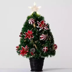 Pre-Lit Poinsettia Christmas Tree Arrangement