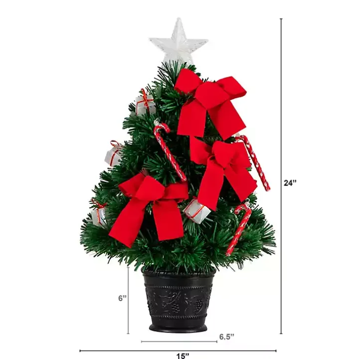Pre-Lit Red Bow Christmas Tree Arrangement