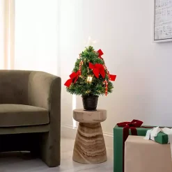 Pre-Lit Red Bow Christmas Tree Arrangement