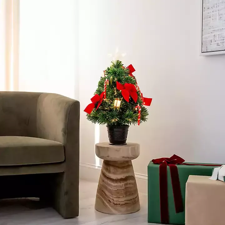 Pre-Lit Red Bow Christmas Tree Arrangement