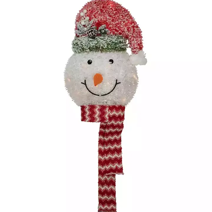 Pre-Lit Snowman with Frosted Hat Tree Topper