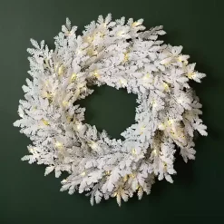 Pre-Lit Snowy Pine Christmas Wreath
