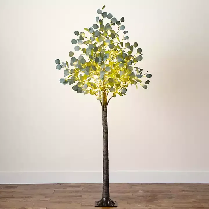 Pre-Lit Warm LED Eucalyptus Plant, 6 ft.