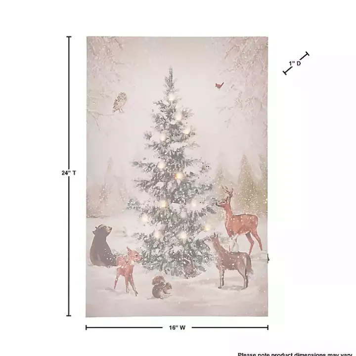 Pre-Lit Woodland Christmas Tree Canvas Art Print