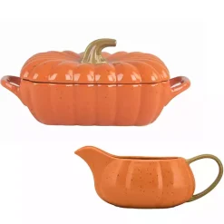 Pumpkin Casserole Dish and Gravy Boat