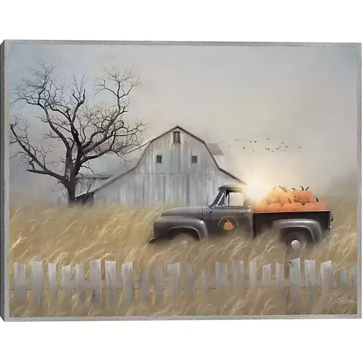 Pumpkin Harvest Framed Fall Canvas Art Print