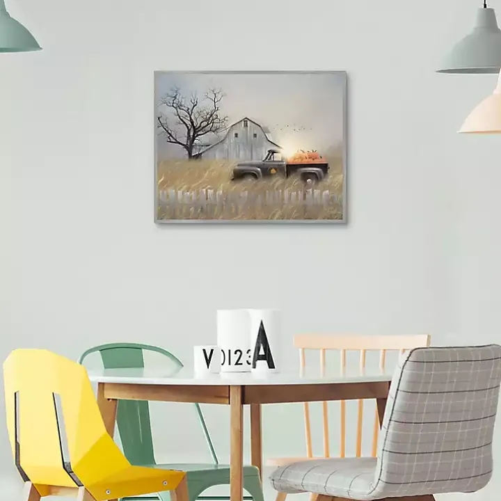 Pumpkin Harvest Framed Fall Canvas Art Print