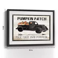 Pumpkin Patch Black Truck Giclee Canvas Art Print